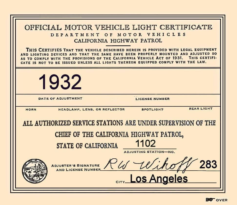1932 California Inspection Sticker